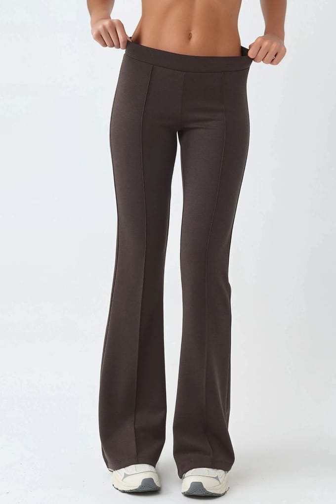 Geribbelde Elastische Flared Broek