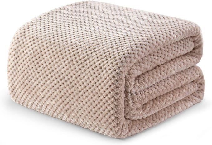 Flanellen deken met wafelpatroon - 228,6 x 228,6 cm - Camel