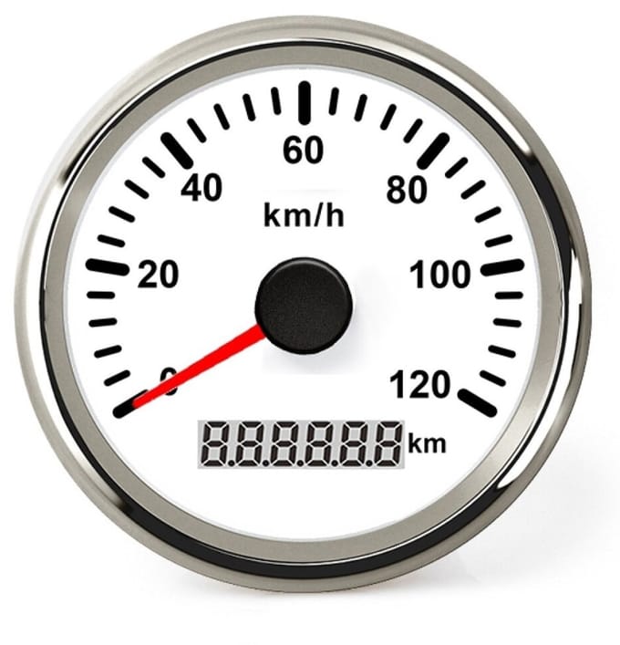 Hollex witte GPS Snelheidsmeter 0-120km/h 9-32V ø85mm