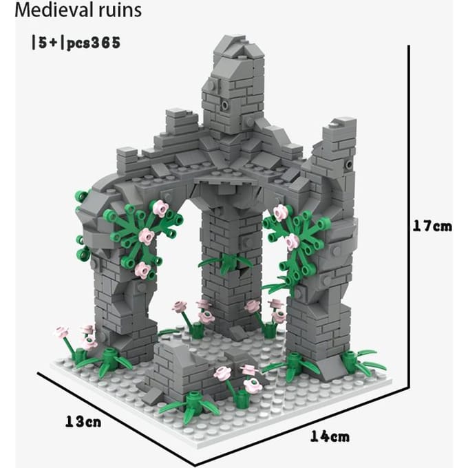 Bâtiments style ruines de scène blocs de construction Projet de création DIY blocs de construction Seconde Guerre mondiale ruines médiévales scène ruines bâtiment jouet modèles de construction gray