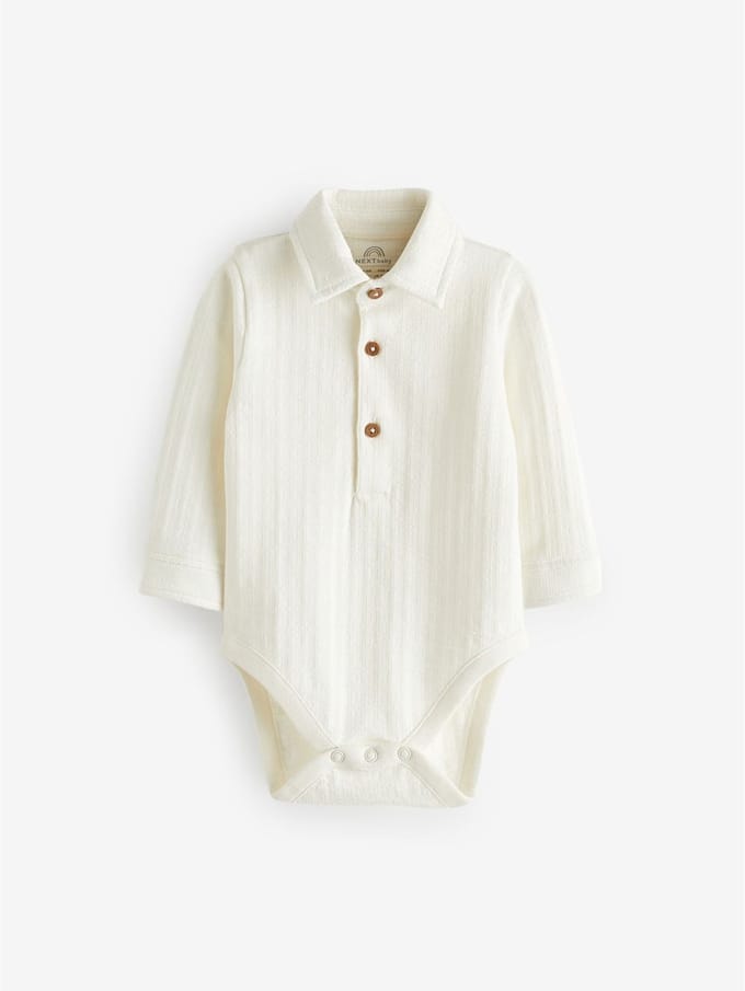 Next - Jongens - Baby Bodysuit met textuur en overhemd - Wit