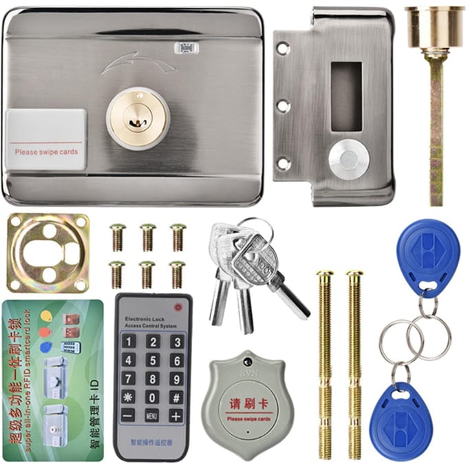 Serrure de porte à double tête 12 V avec système d'accès intelligent et identification électronique gray