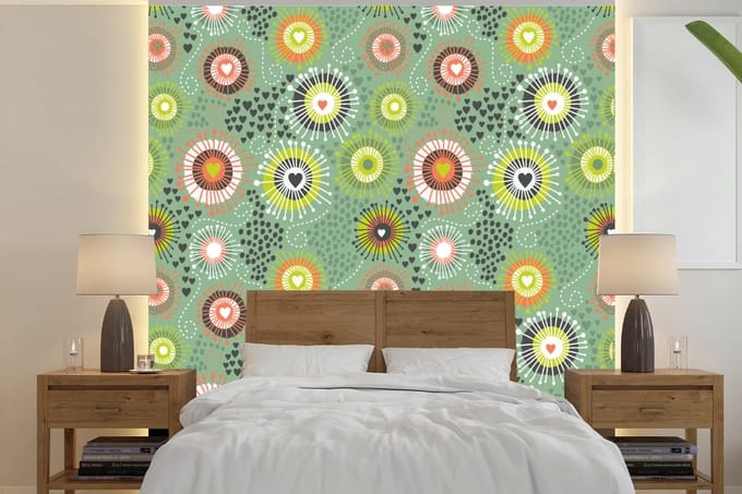 Behang - Fotobehang Bloem - Design - Hartjes - Breedte 280 cm x hoogte 280 cm