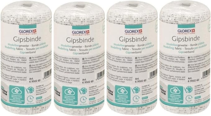 Keratex gipsverband - 4x - 2 meter x 10 cm - rollen - wit - huidvriendelijk