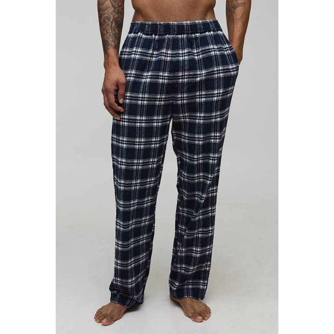 Geweven Geruite Relaxte Loungewear Broekjes | Navy | Size Medium