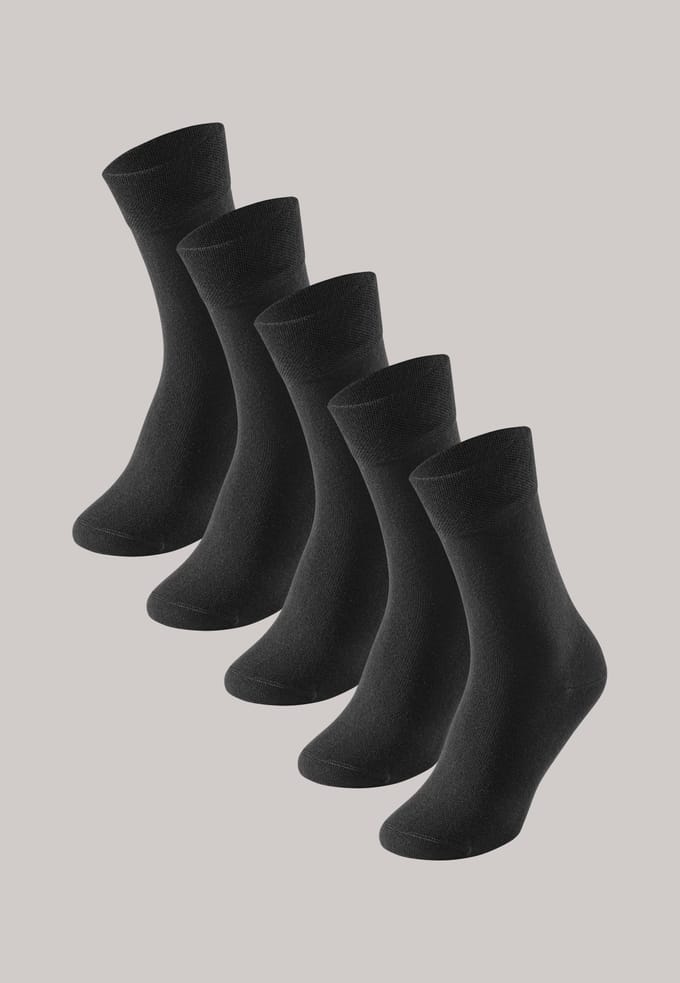 Schiesser 5 Pack Heren Sokken Blue Bird - zwart