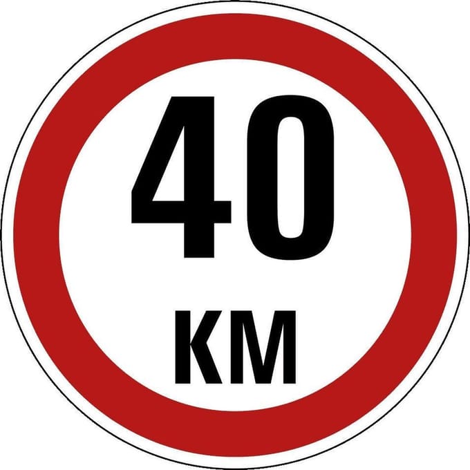 Maximaal 40 km sticker, A1 300 mm