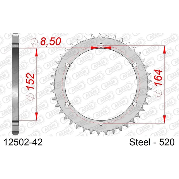 Stalen tandwiel Afam 520 42 dents