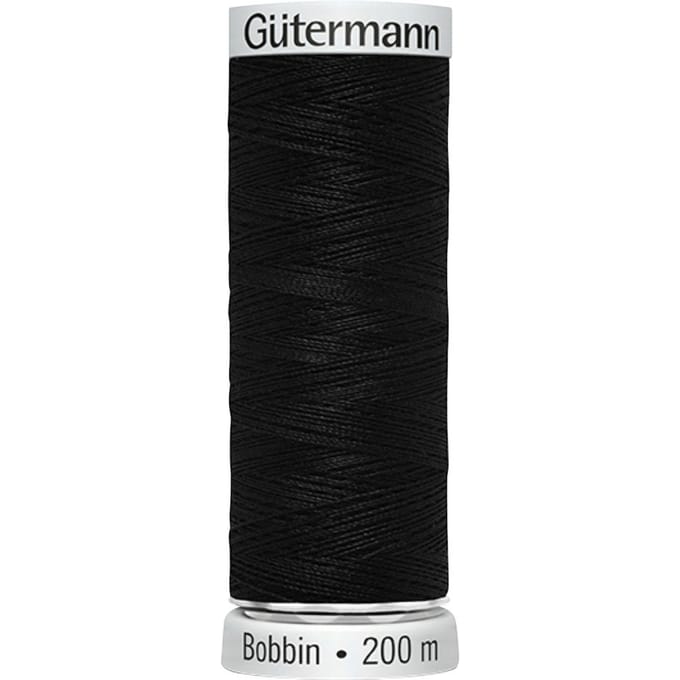 Gütermann Bobbin ondergaren, 200 m - 1005 Zwart