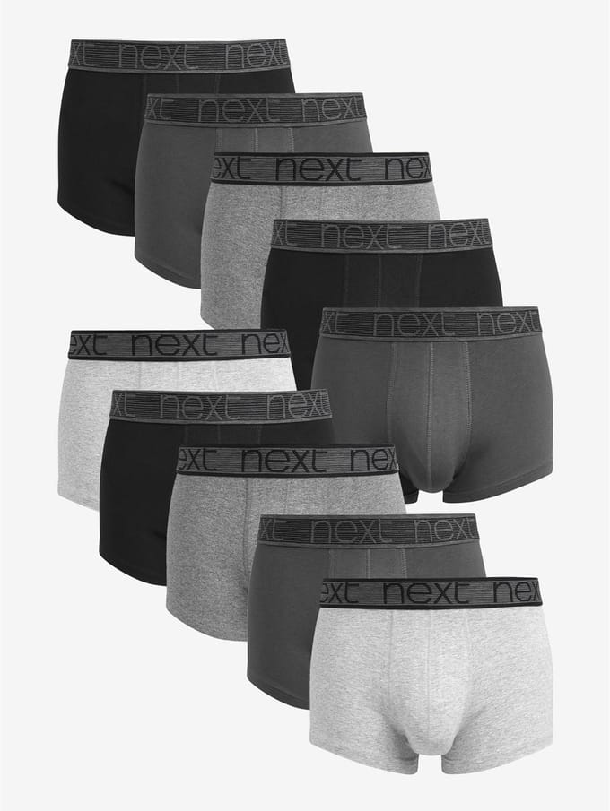 Next - Heren - Set van 10 katoenrijke hipsterboxershorts - Grijs