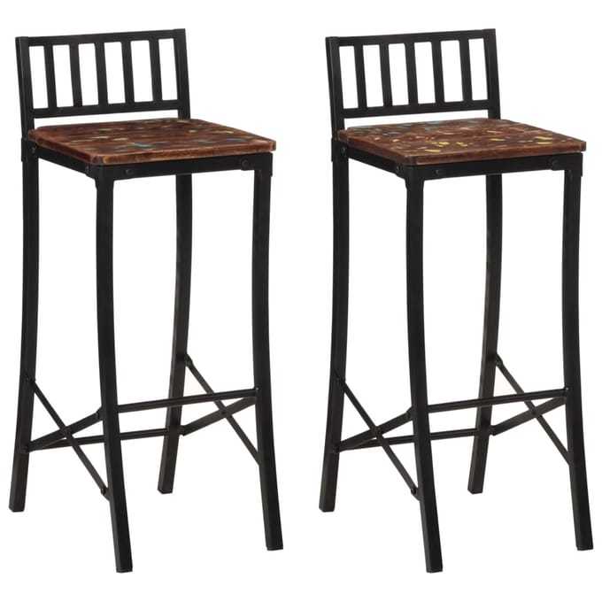 vidaXL - Barstoelen - 2 - st - massief - gerecycled - hout