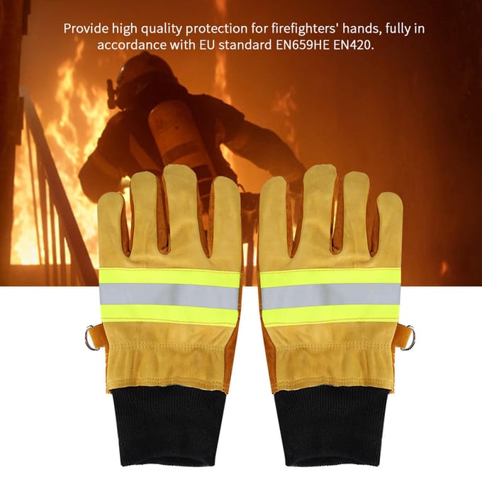 Paar Koeienleren Handschoenen Brandwerend Hittebestendig Lange Veiligheidshandschoenen yellow