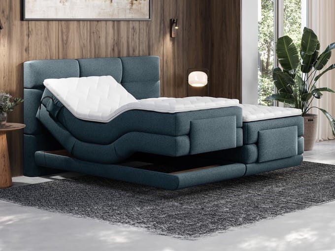 Vente-unique Boxspringbed stof blauw 2 x 80 x 200 cm