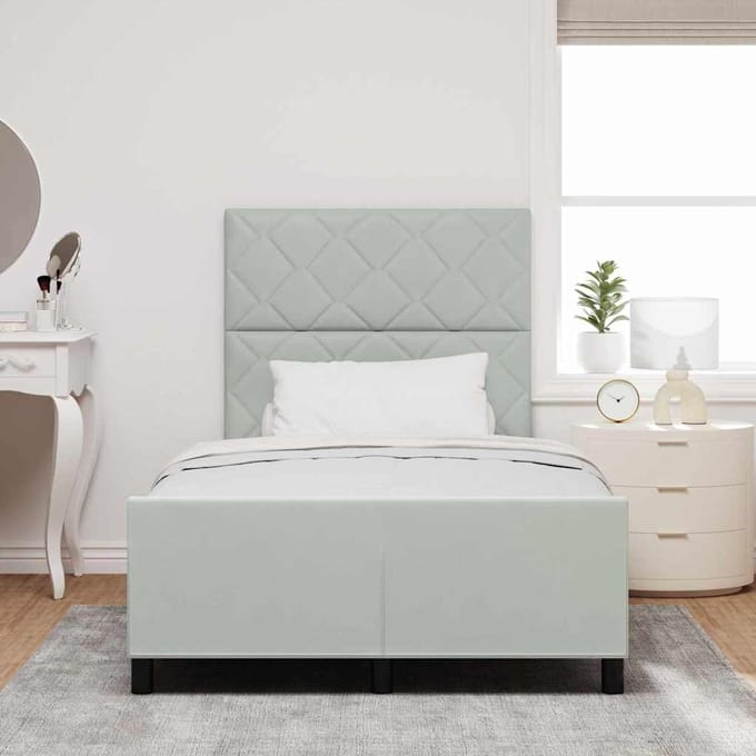 vidaXL - Boxspring - bed - met - hoofdeinde - Lichtgrijs - 120 - x - 190 - cm - Fluweel