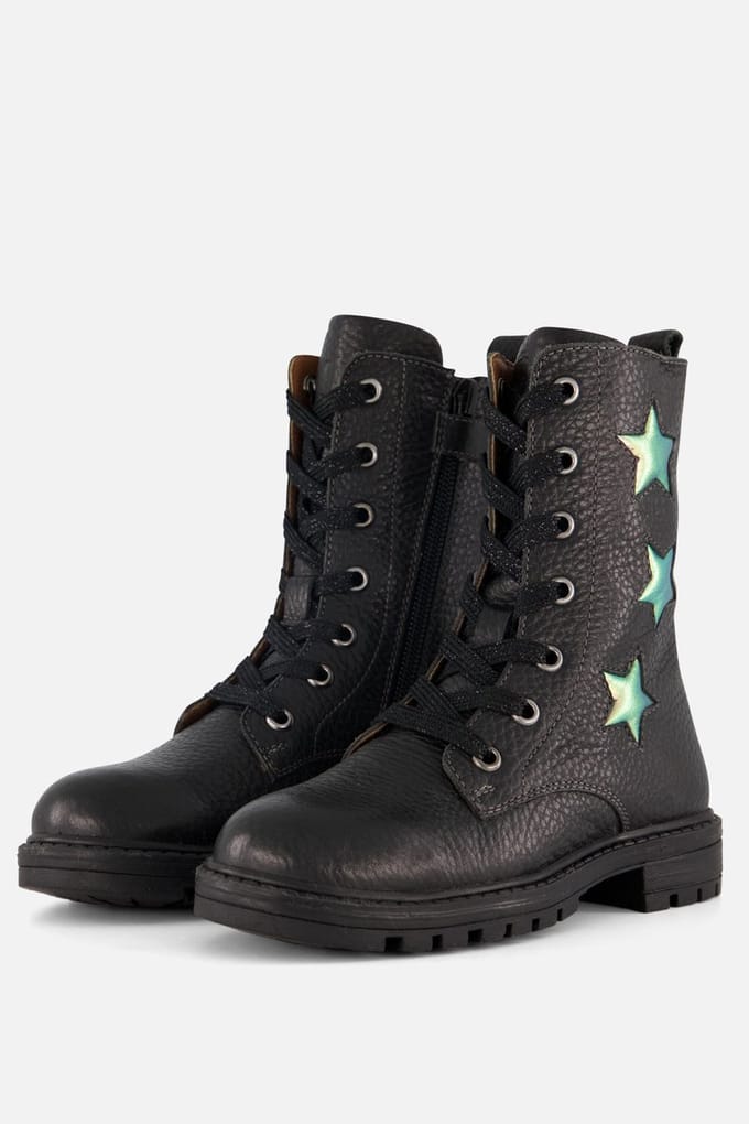 Muyters Veterboots zwart Leer - Maat 33 - Kinderschoenen
