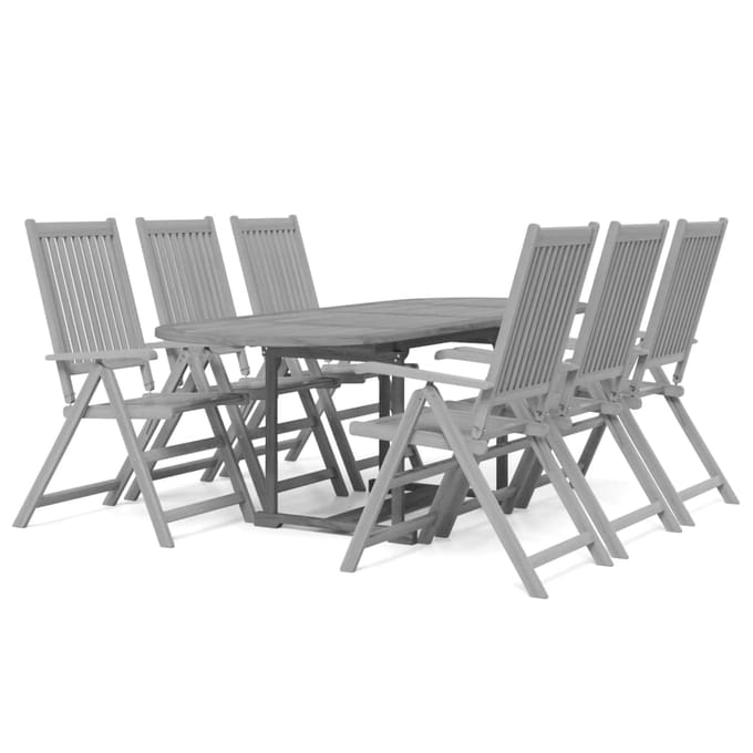 vidaXL - 7-delige - Tuinset - massief - acaciahout