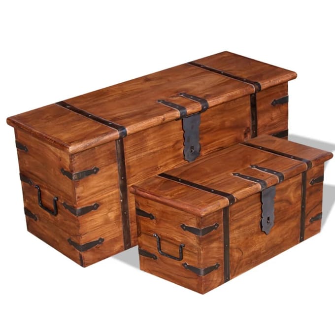 vidaXL - 2-delige - Opbergkistenset - massief - hout