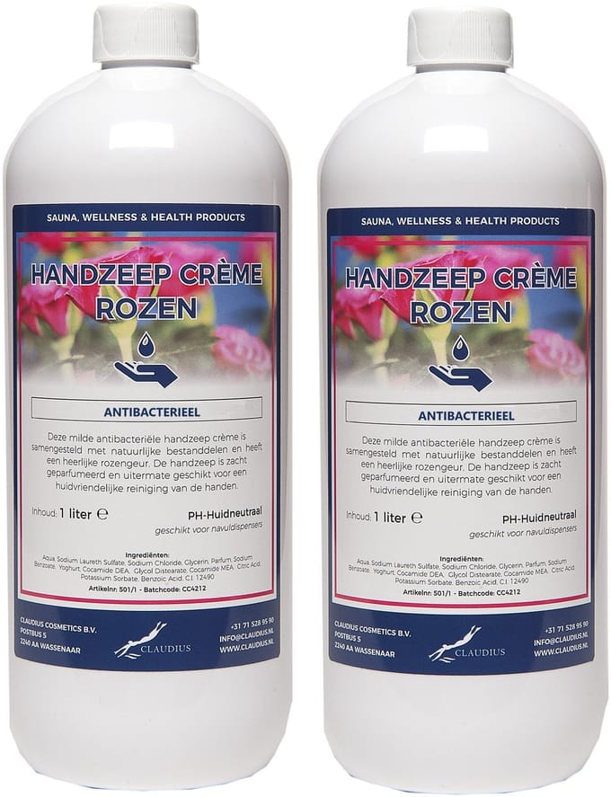 Handzeep Creme Rozen 1 liter - set van 2 stuks