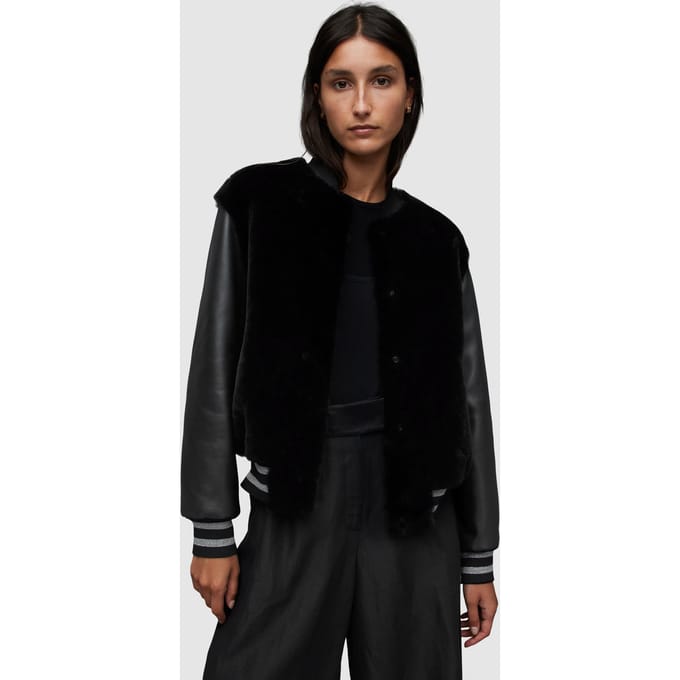 AllSaints Margot Baseball Jkt Black Größe: S | Bomberjacken Outlet | Damen | Schwarz