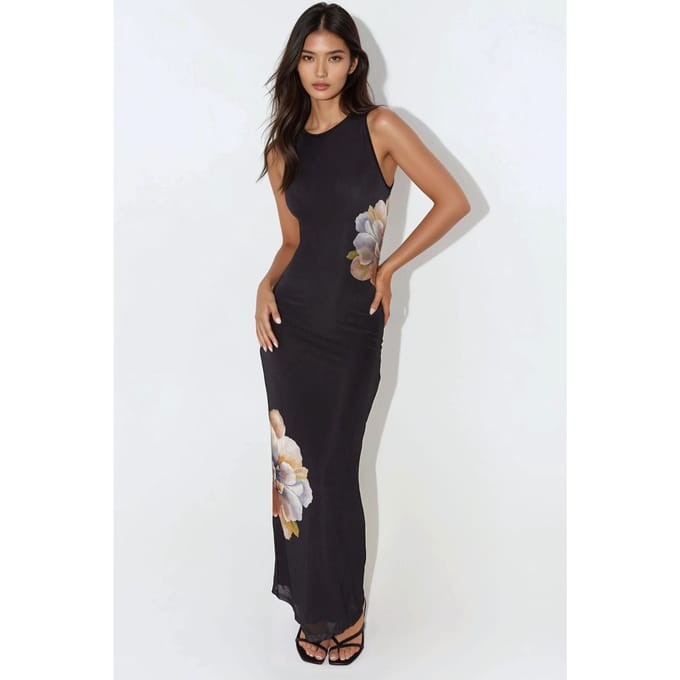 Bloemenprint Crew Neck Bodycon Jurk