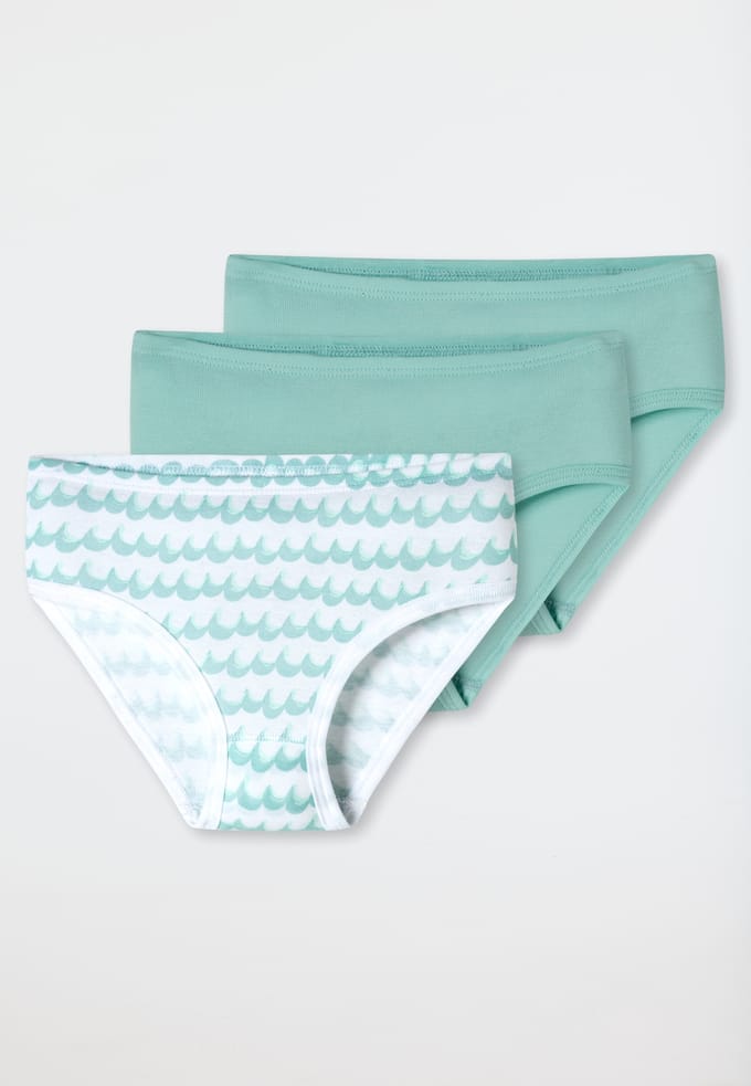 Slips, set van 3, golvend patroon, turquoise - Fine Rib 92