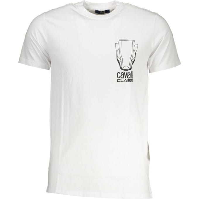 Cavalli Class Bianco Katoenen Heren T-Shirt