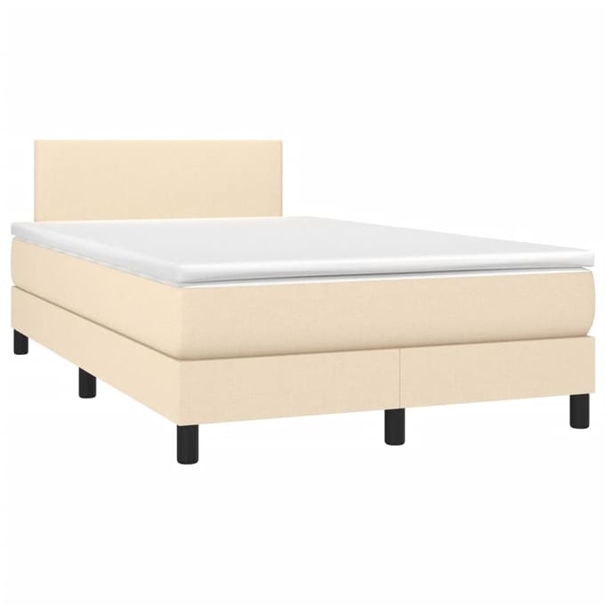 vidaXL - Boxspring - met - matras - en - LED - stof - crèmekleurig - 120x200 - cm