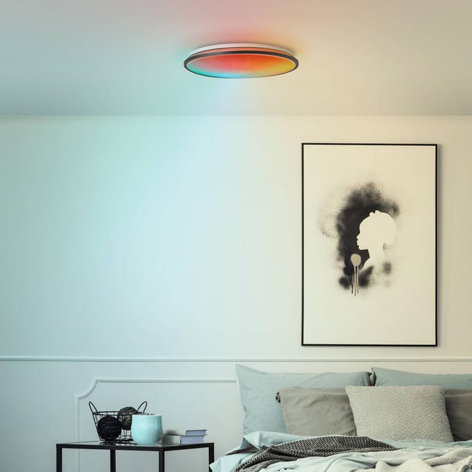 Brilliant Heida Plafondlamp – Ø 49 cm – LED Ingebouwd – Dimbaar & RGB – Zwart