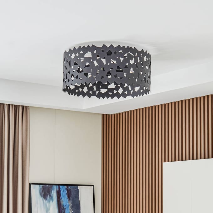 Lucande - plafondlamp - 3lichts - IJzer - H: 21.6 cm - E27 - zwart