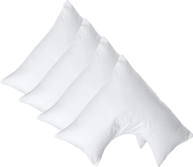 Homescapes Percale Katoen V-Kussensloop Set van 4 - Wit - 100% Egyptisch Katoen - 200TC - 38 x 76 cm