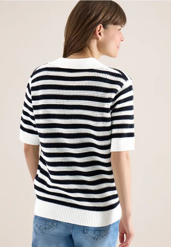 Poloshirt met korte mouwen in gehaakte kwaliteit