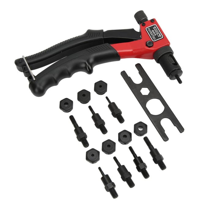 Kit de rivets écrou manuel Riveteuse manuelle Outil robuste pour écrou à riveter en métal avec mandrins M3 M4 M5 M6 black