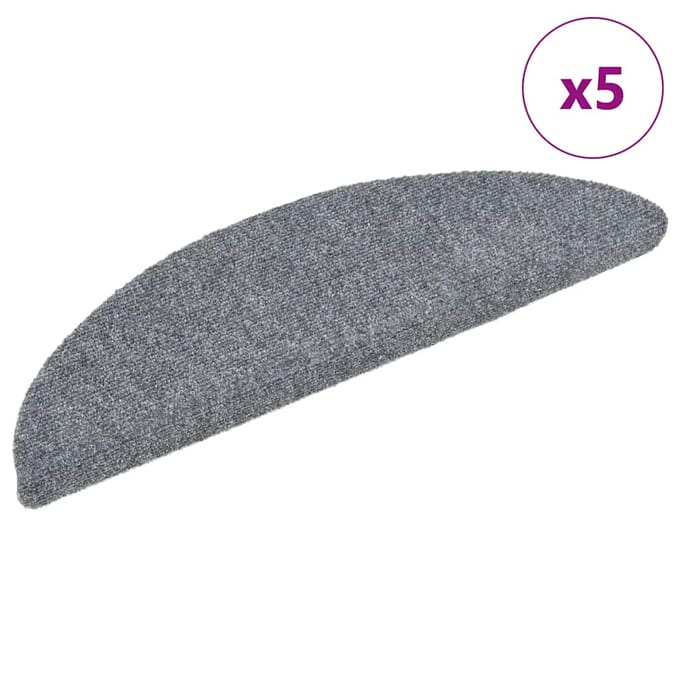 vidaXL - Trapmatten - Zelfklevend - 5 - stuks - 56x17x3 - cm - Lichtgrijs - Halfrond