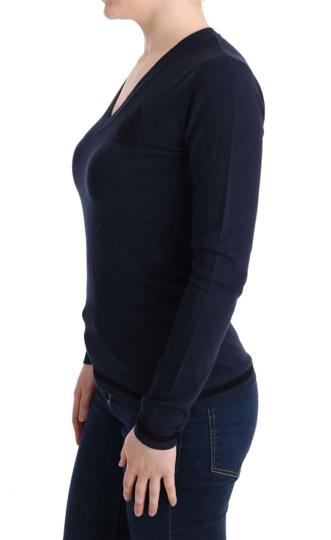 Costume National Dames Trui met blauwe V-hals in viscose