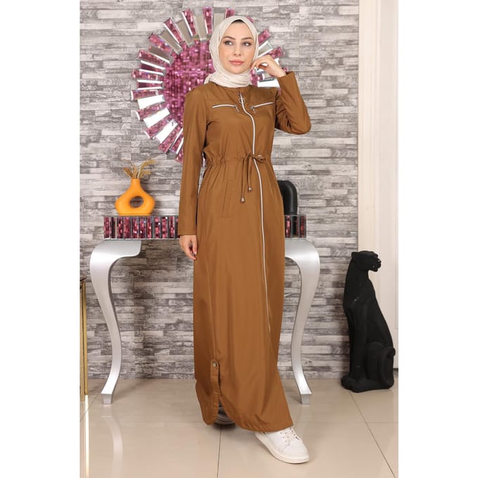 Met rits Abaya Beige-bruin