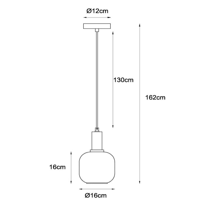 Lucide Hanglamp Joanet, Ø 16 cm, 1-lamp, glas, zwart