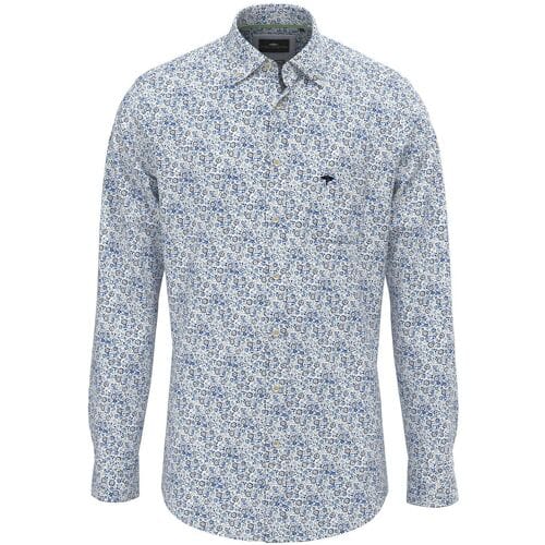 Fynch-Hatton Overhemd Mini Flower Pattern Button-Down Strong Blue-Blue / male