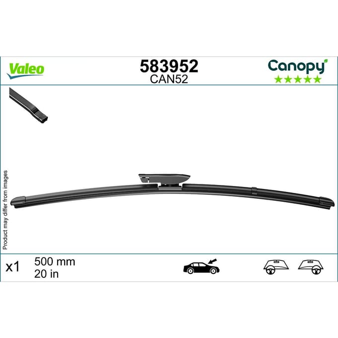 Wisserblad VALEO Canopy 583952, 500mm, Voor, 1 Stuk