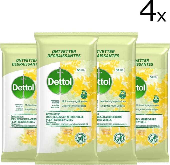 Dettol Schoonmaakdoekjes Bio afbreekbaar Citrus - 50 stuks x4