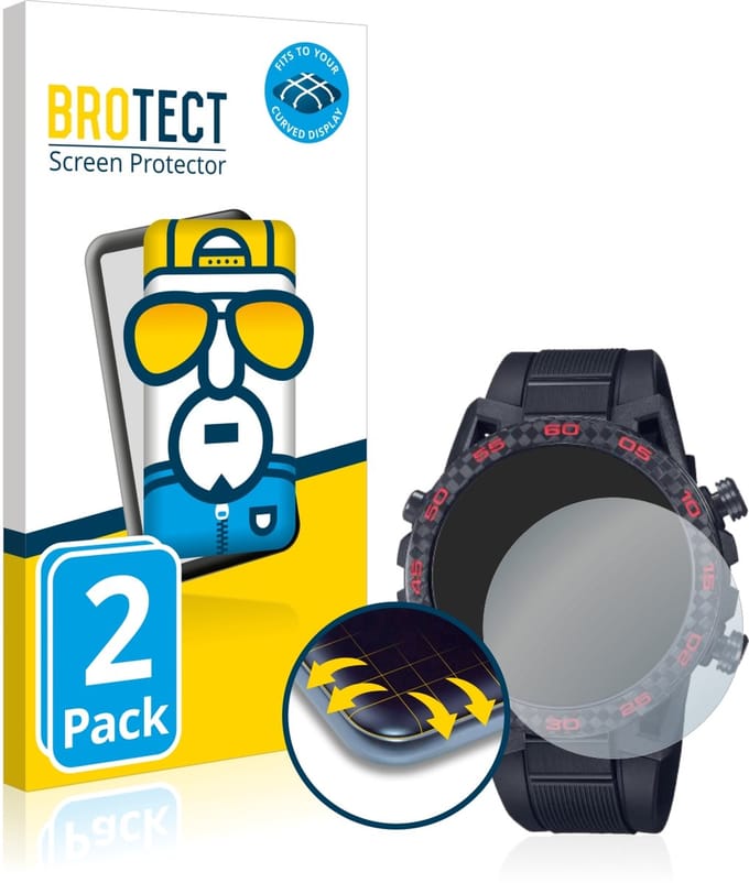 BROTECT - Screenprotector voor Casio Edifice ECB 2000 - Folie Beschermfolie transparant volledig dekking - 2 Stuks