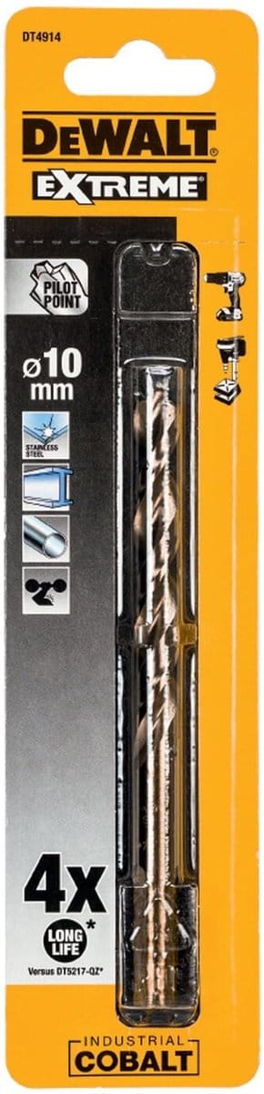 DeWalt Extreme 2 - Kobalt Metaalboor - 10 mm - Precisie - Hittebestendig