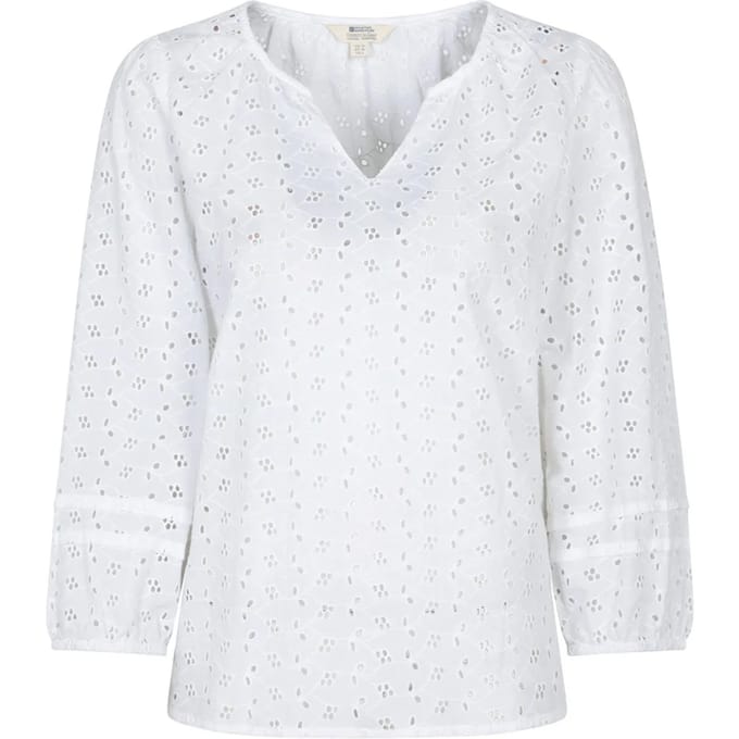 Mountain Warehouse Dames Broderie Lichte 3/4 Mouwen Casual Shirt (Wit)