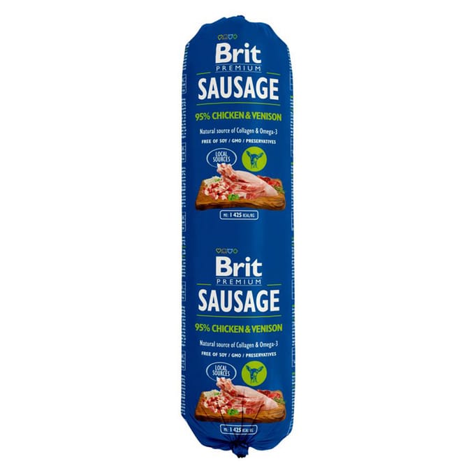 Brit Sausage natvoer - Kip & Wild (24 x 800 g)