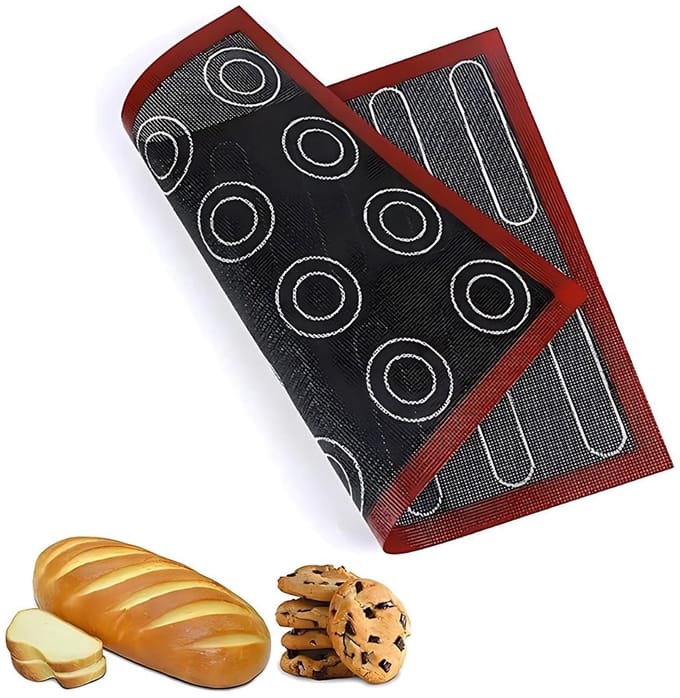 JHUBERS- Bakmat Hittebestendig - Siliconen/Glasvezel - Dubbelzijdig - Herbruikbaar - Antiaanbaklaag - Microgeperforeerd - Bakfolie