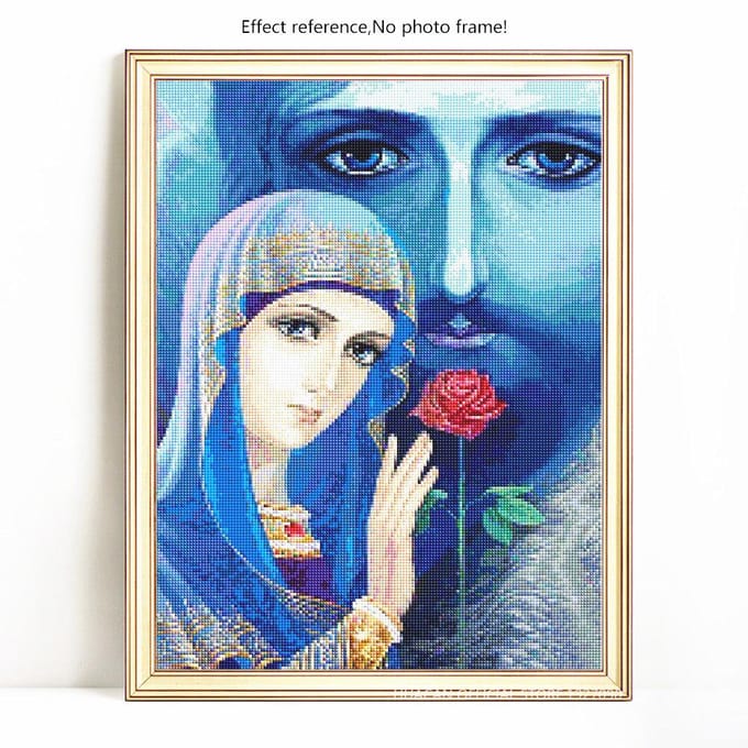 Peinture diamant thème Religion, broderie carrée complète 5D, image en strass, mosaïque, vente 20X30 blue