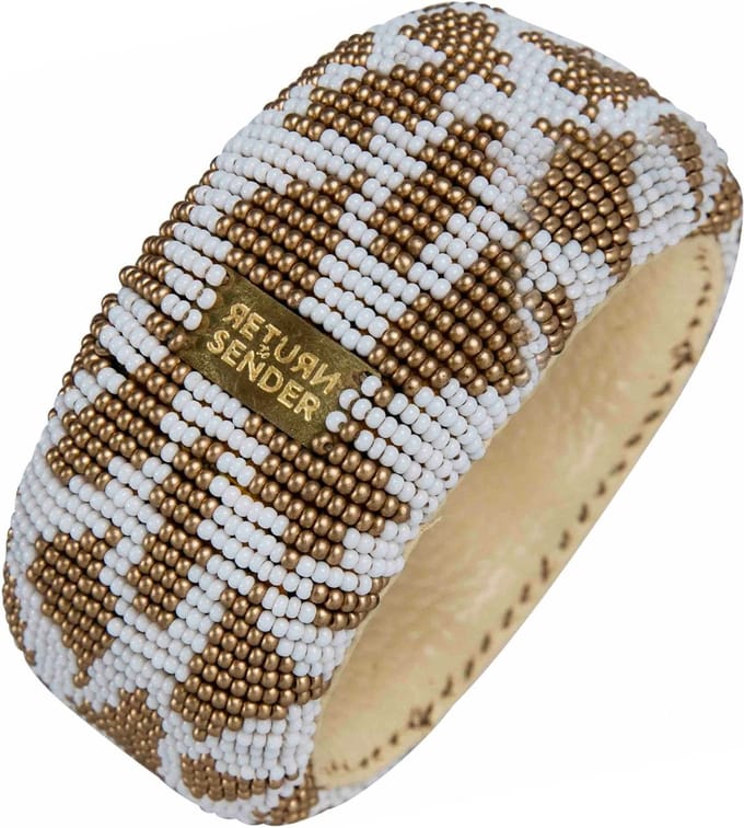 Return to Sender Armband Dames breed - Ø 7 cm - Wit, Goud - Glazen kralen