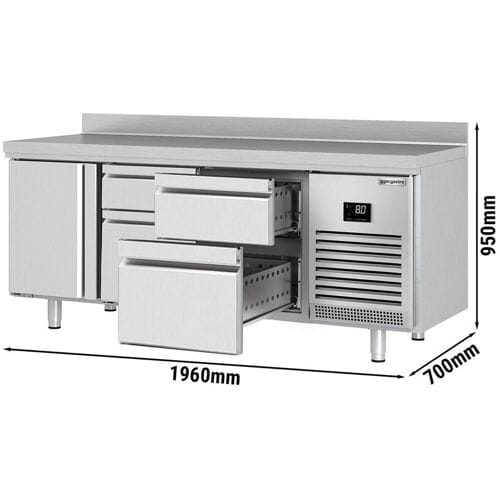 GGM Gastro Kühltisch Premium PLUS - 1960x700mm - mit 1 Tür - 4 Schubladen - mit Aufkantung