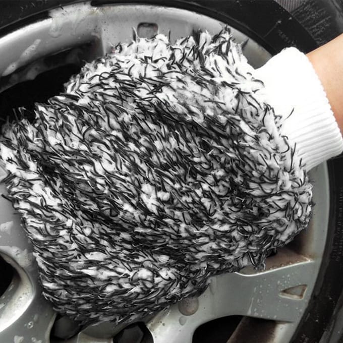 Ultra draagbare microvezel multifunctionele autowashandschoen Anti-kraswashandschoen zwart