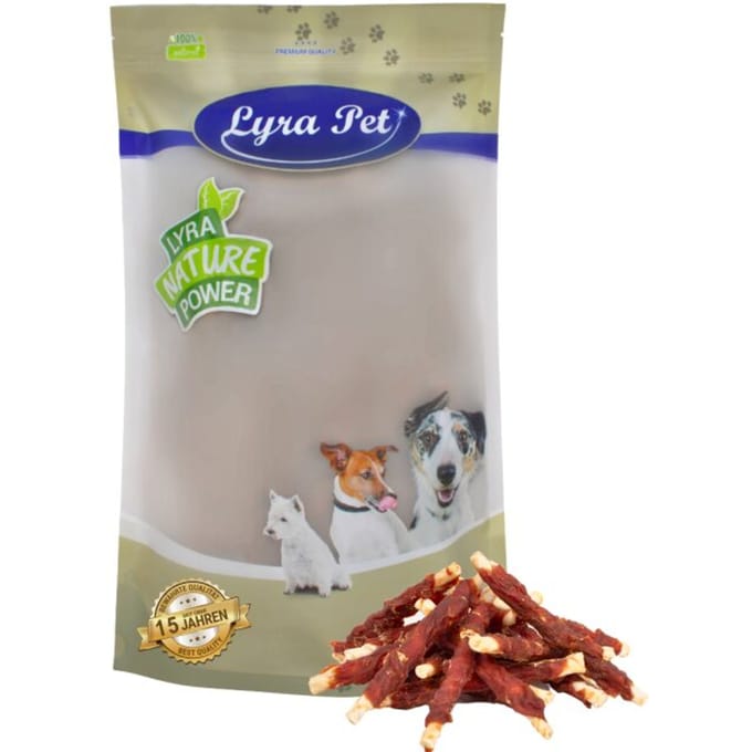 1 - 10 kg Lyra Pet® kauwrollen met eendenborstreepjes