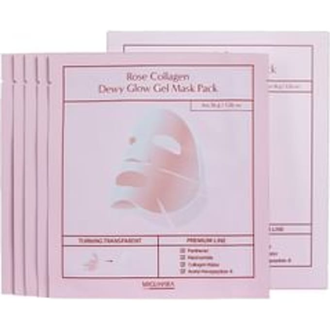 MIGUHARA Rose Collagen Dewy Glow Hydrogel Mask A face mask that turns with collagen and flower extracts for a lustrous finish Korean skincare x 5 white